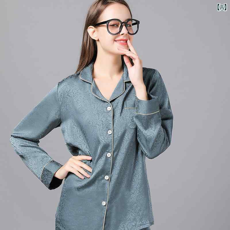 パジャマ ルームウェア カップル レディース ひんやり 涼しい 快適 長袖 春秋 ラグジュアリー メンズ ..