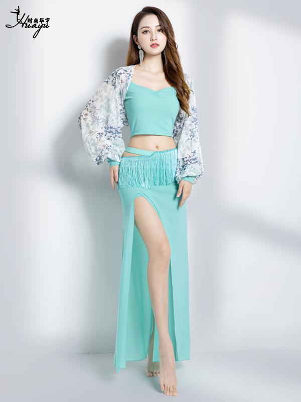 フリンジドレス スーツ ベリーダンス 練習服 ネット セクシー プリント スリム オリエンタル ダンス 服..