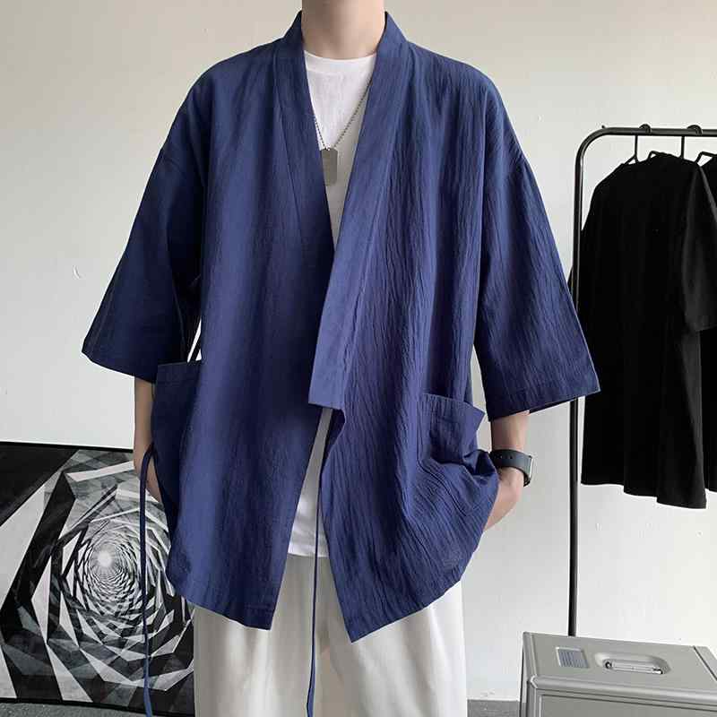 ハッピ 羽織 メンズ 夏 中国風 レトロ 七分袖 着物 ジャケット おしゃれ 日焼け防止 ゆったり 和風 フリーサイズ