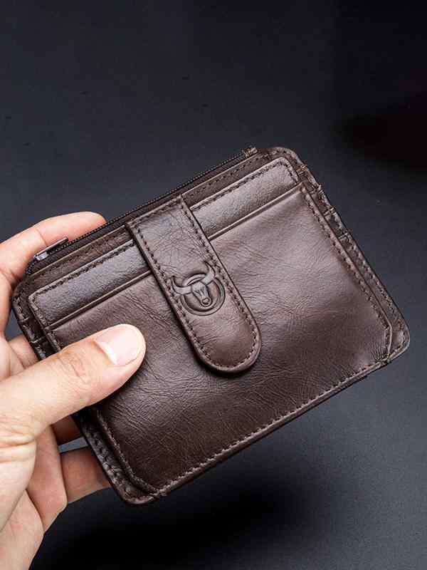 B, C, D, G, J, L, S, T, Z - 財布 メンズ ジッパー 革 レザー ショート ウォレット 名刺入れ カードホルダー 小銭入れ レトロ ブラック ブラウン