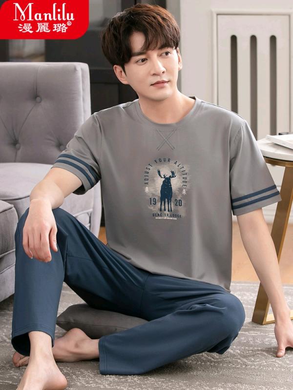 パジャマ ルームウェア メンズ 夏 半袖 パンツ 綿 薄手 レジャー ホーム メンズ 夏 スーツ ラウンドネック プルオーバー 部屋着 リラックス スウェット セットアップ 上下セット