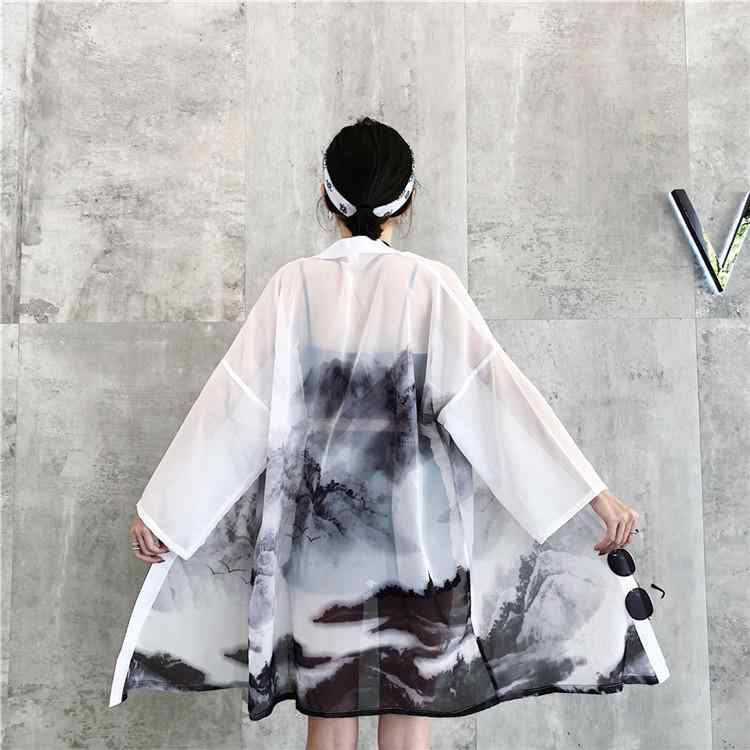 ハッピ 羽織 レディース 夏 中国風 長袖 レトロ おしゃれ ジャケット ゆったり シフォン