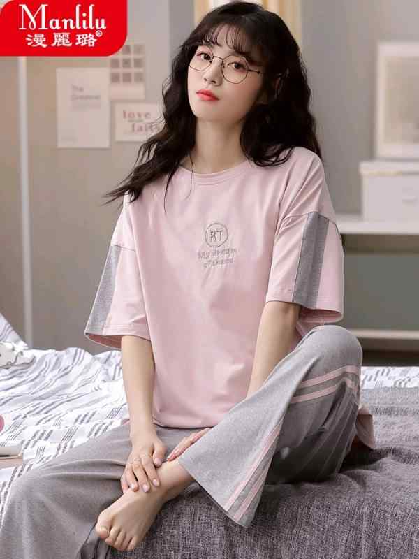 パジャマ ルームウェア レディース 夏 綿 半袖 パンツ カジュアル 着 女の子 半袖 スポーツ ラウンドネック プルオーバー 部屋着 リラックス スウェット セットアップ 上下セット