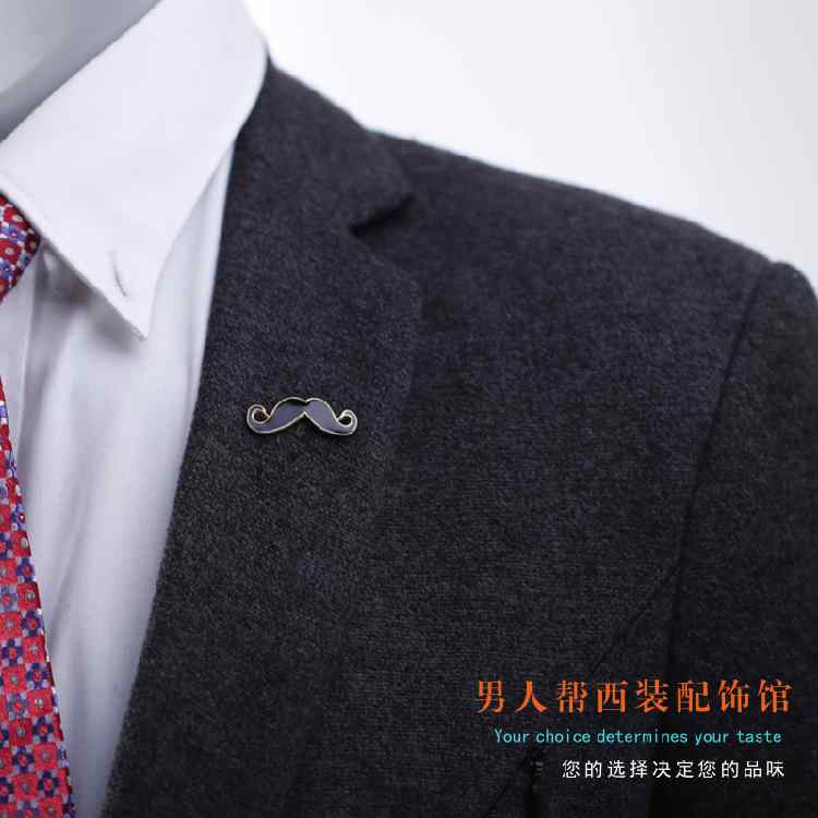 ブローチ 襟ピン 胸飾り 英国風 ひげ 口ひげ ピンバッジ シンプル メンズ オシャレ