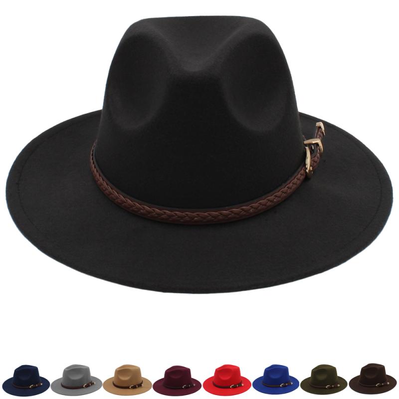 ジャズハット 春秋冬 メンズ レディース ウール パナマ ハット つば広 帽子 シンプル ユニセックス