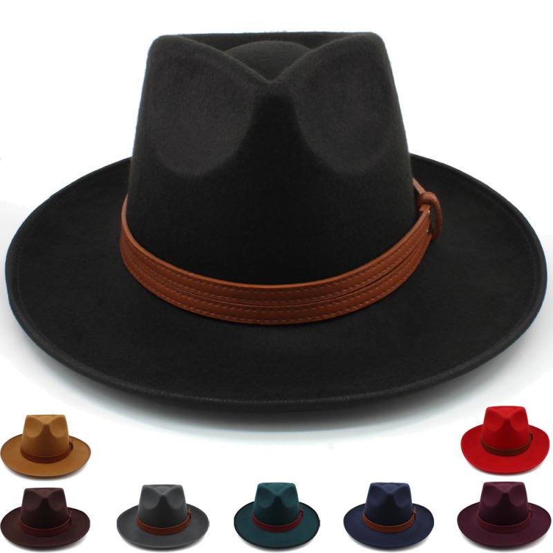 ジャズハット 春秋冬 メンズ レディース ワープ エッジ 暖かい ウール パナマ ハット レトロ つば広 シック 帽子