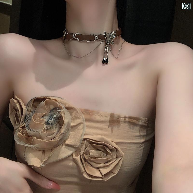 チョーカー 首飾り 重厚 バタフライ ネックレス レディース クール おしゃれ 鎖骨 チェーン アクセサリー