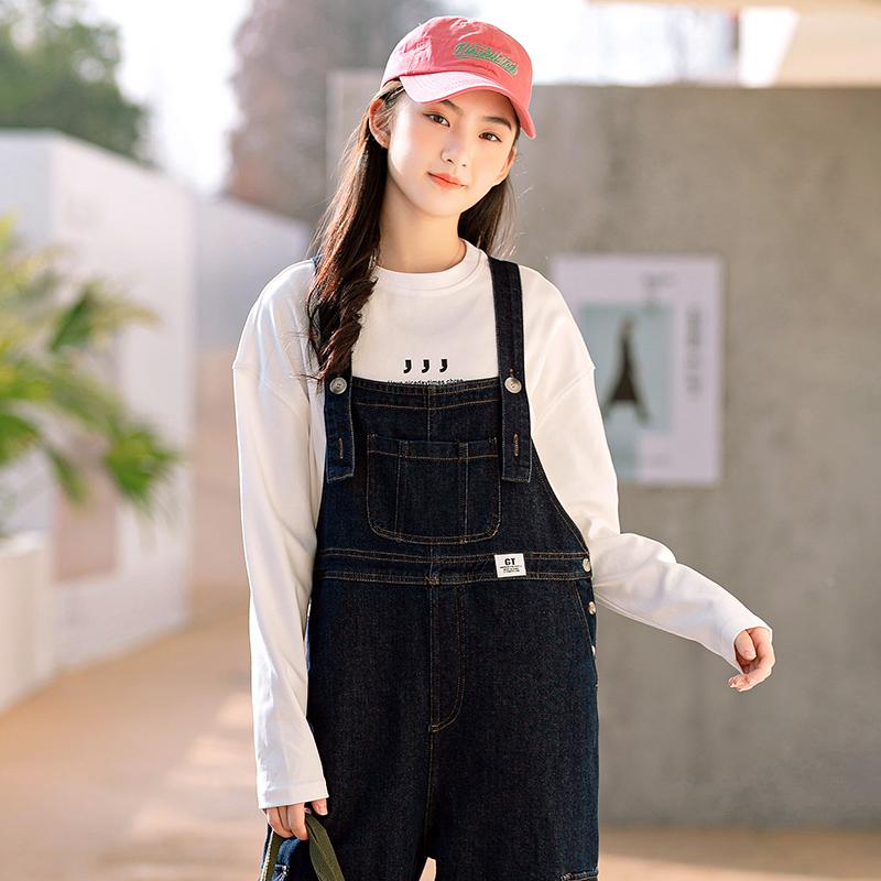 女の子 オーバーオール デニム ゆったり らくちん カジュアル 通学 アウトドア 体型カバー ホームウェア 普段着 レディース