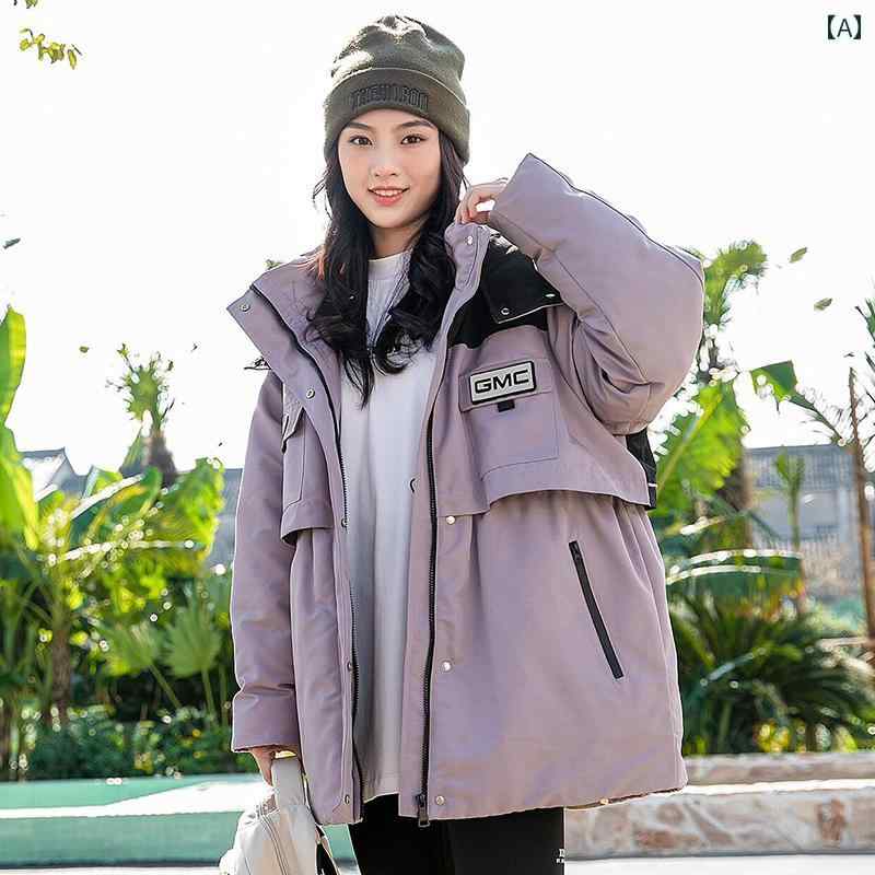 Other Jackets Jumpers - ダウンジャケット ショートコート フード 秋冬 ゆったり カジュアル 防寒 暖かい レジャー アウトドア 休日 リゾート 学生 JK ガール レディース