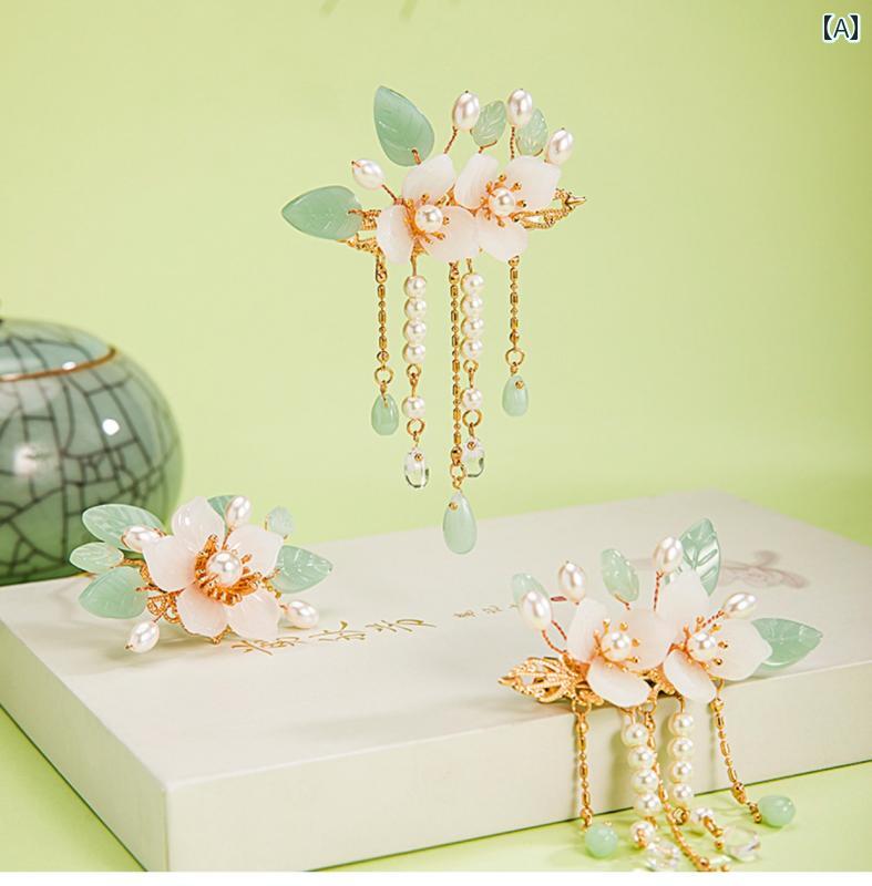 ヘアアクセサリー かわいい キッズ 女の子 レトロ 韓服 ヘアピン セット 舞踊 フェアリー チャイナ風 ..