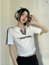 レディース 夏 半袖 ポロシャツ モテ服 セクシー お腹見せ スポーティ かわいい おしゃれ カジュアル 韓国 イベント フェス 日常着 ダンス 衣装 レジャー 女子会 デート アップ 映え