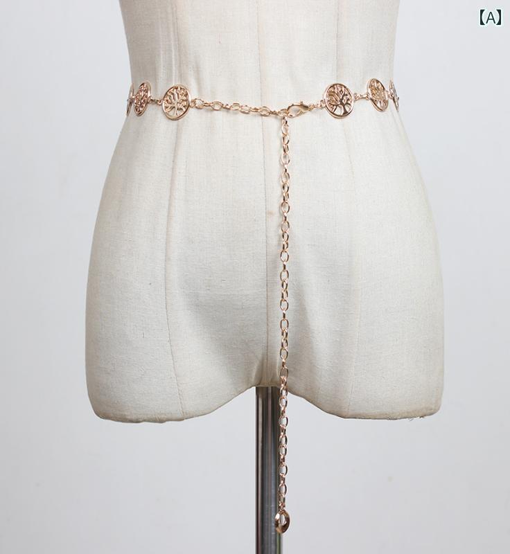 チェーンベルト レディース おしゃれ スカート シャツ レディース ハート ウエストマーク チェーン 装飾 ベルト ロング カジュアル アクセサリー