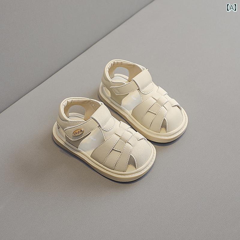 ベビー キッズ シューズ ソフト レザー 夏 サンダル 夏 女の子 キック防止 軽量 赤ちゃん 靴 子供 ローマン ビーチ