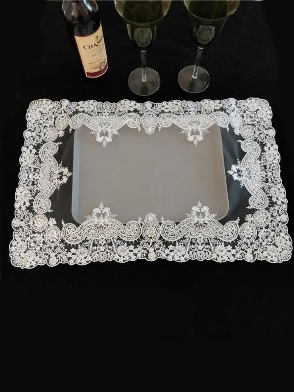 レース カバー ティートレイ 電子レンジ ベッド サイドテーブル 長方形 テーブルクロス ミニテーブル