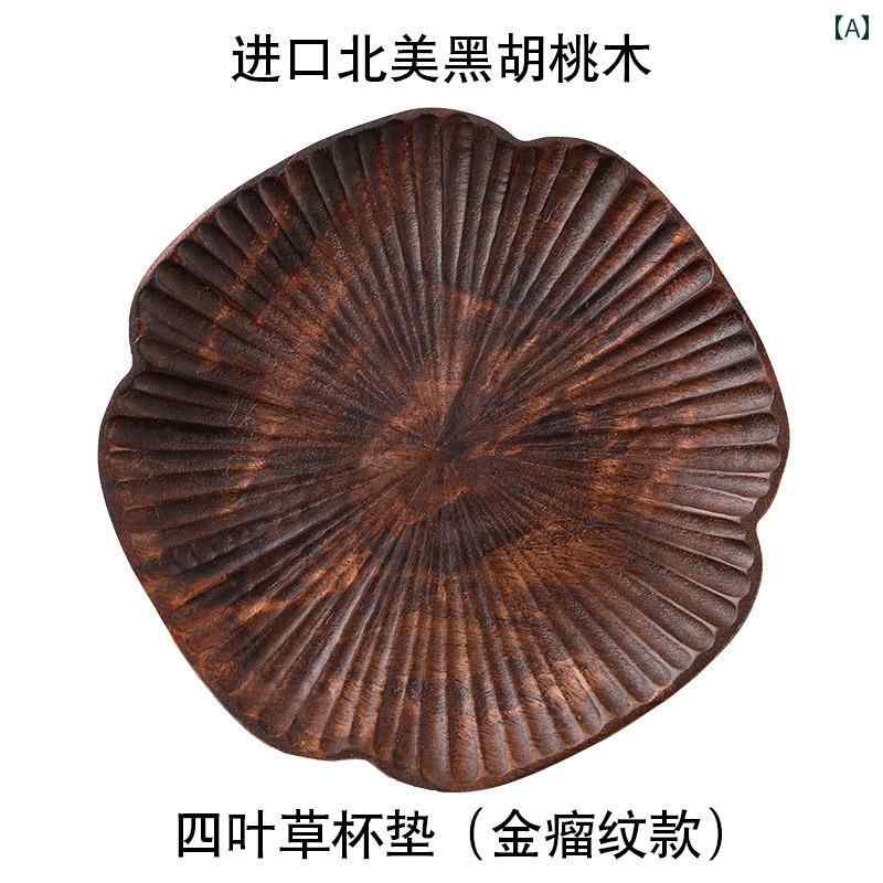セキュアデポの四つ葉のクローバー コースター 茶道 木 耐久性 断熱 パッド 豪華感 インテリア レトロ シンプル 上品｜アングル2