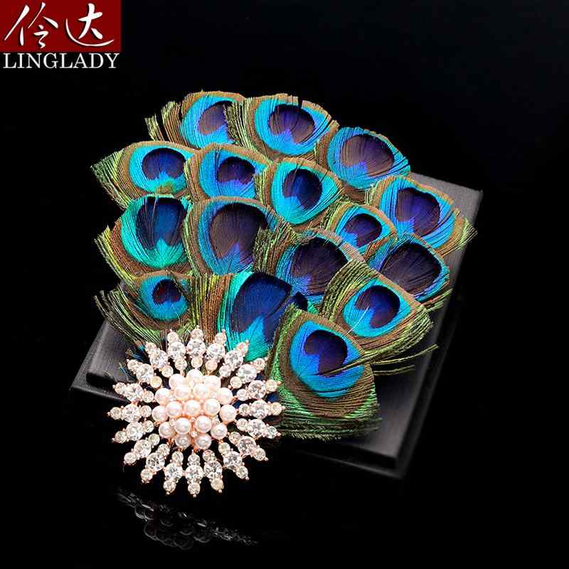 ブローチ 孔雀の羽 ステージ パフォーマンス スーツ コート アクセサリー 司会者 メンズ レディース