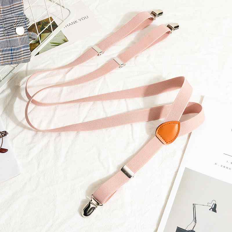 サスペンダー 吊りバンド ピンク pu 英国 レトロ カジュアル クリップ 大人 ユニセックス 滑りにくい ベルト パンツ