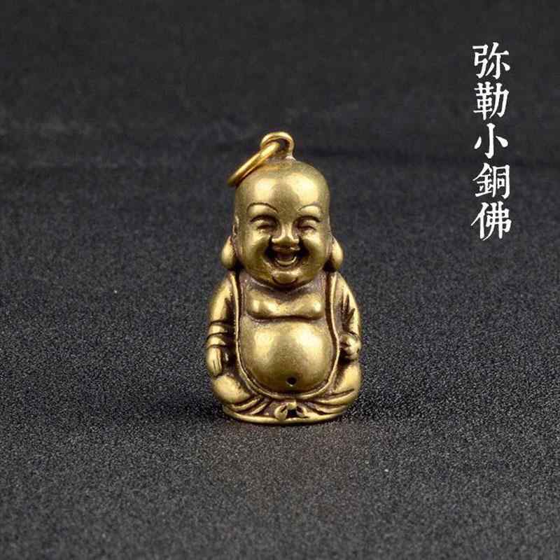中国風 アクセサリー 置き物 レトロアンティーク 銅 銅 固体 弥勒 仏 ペンダント 腹 仏 笑う 仏陀 飾り キーチェーン ペンダント