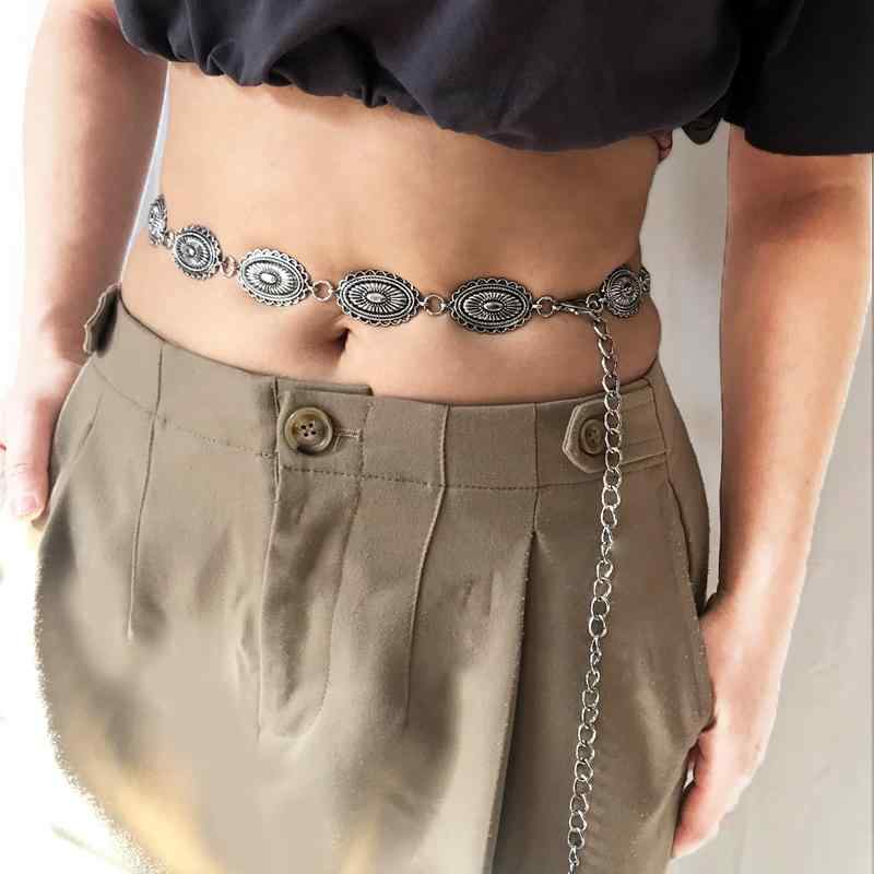 ウエスト チェーン ベルト レディース おしゃれ エスニック アンティークシルバー メタル ファッション ドレス レトロ ガール パンツ 装飾 ベルト アクセサリー