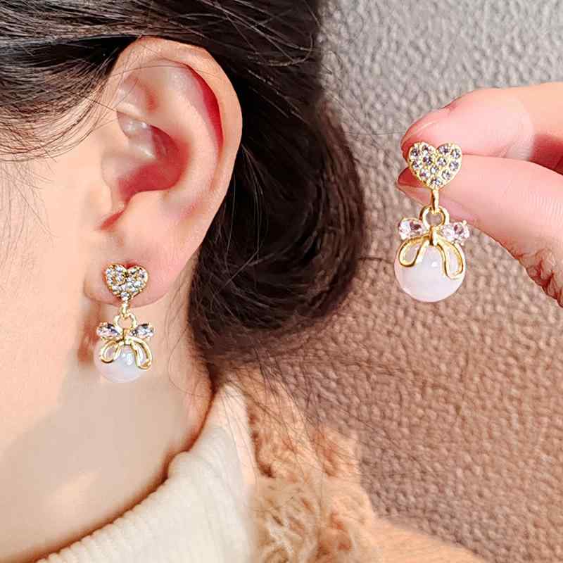 ピアス レトロ リボン パールピアス レディース 925 シルバー ニードル イン ライト ピアス ファッション 装飾品 ジュエリー