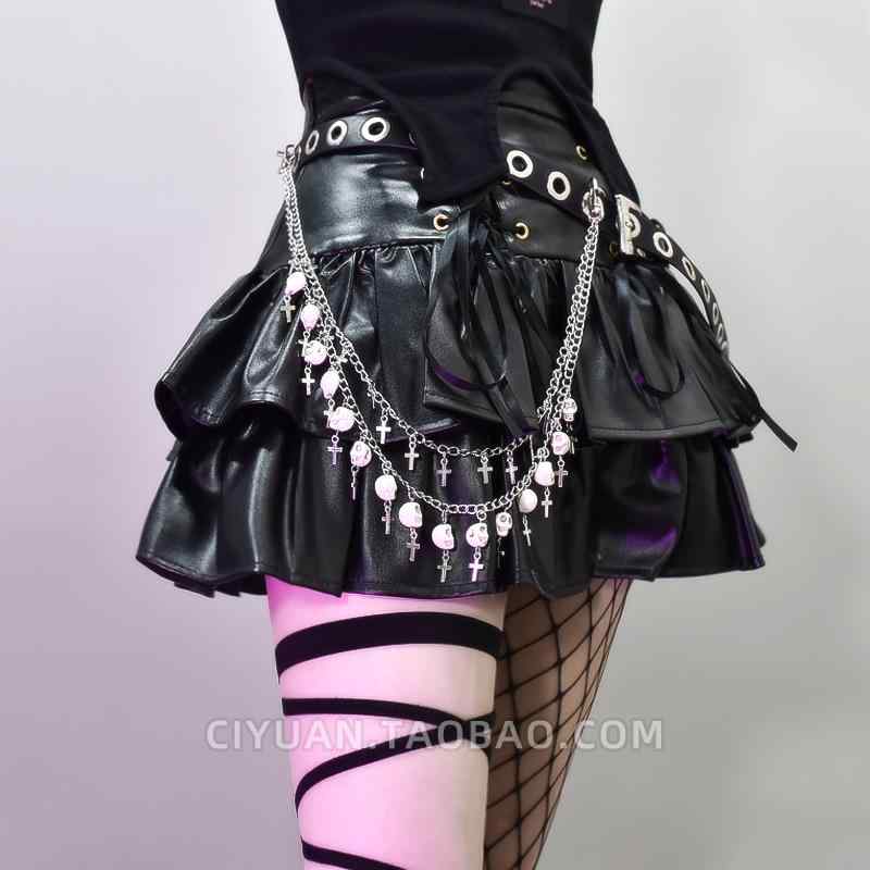 ウエスト チェーン ベルト アクセ ロリータ サイバー パンク ゴシック クロス スカル アクセサリー ス..