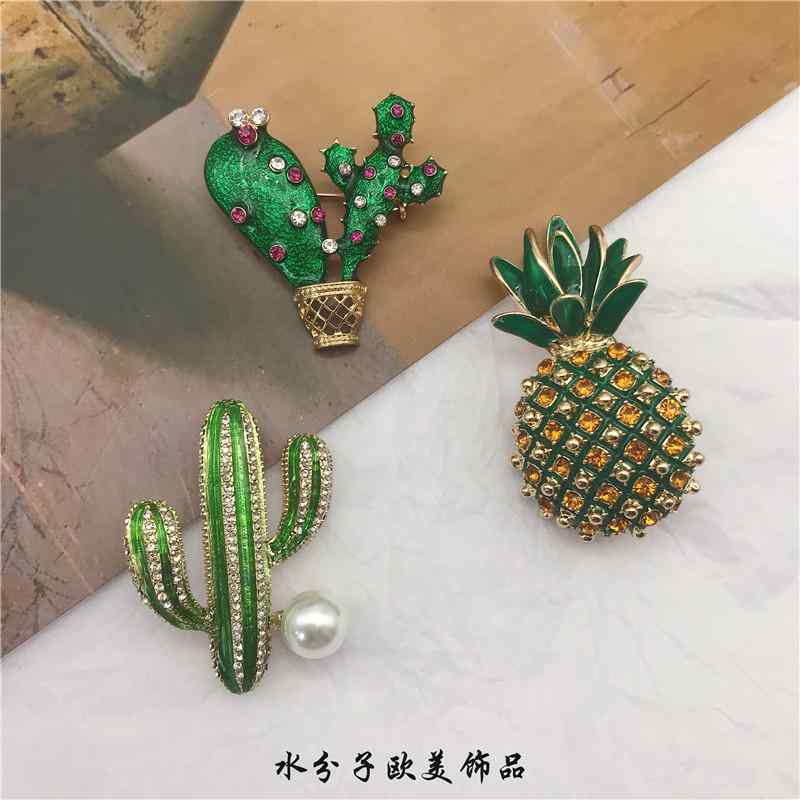 アクセサリー ブローチ コサージュ おしゃれ レトロ 植物 サボテン パイナップル かわいい レディース