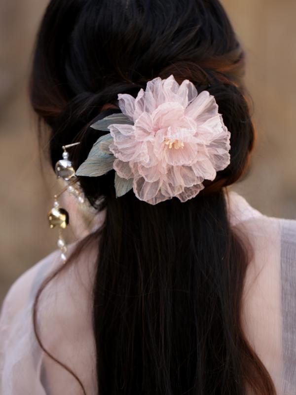 ヘアアクセサリー かわいい 髪飾り 唐 風 花 牡丹 フェアリー クリップ ヘアクリッ...