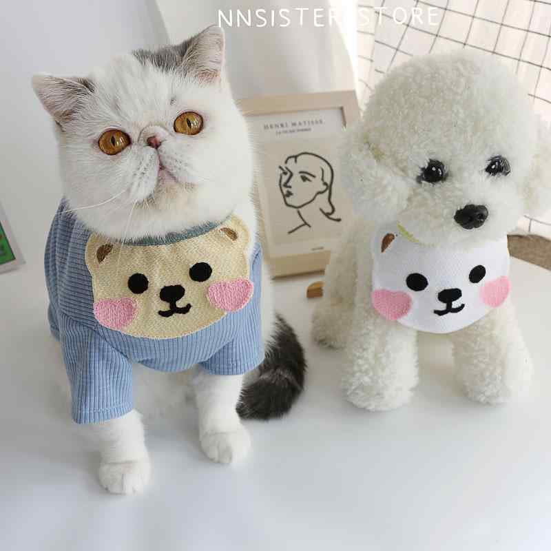 ペット品 洋服 ワンちゃん 猫ちゃん おしゃれファッション クマ 綿 Tシャツ 猫 服 かわいい 春夏 薄手 ..
