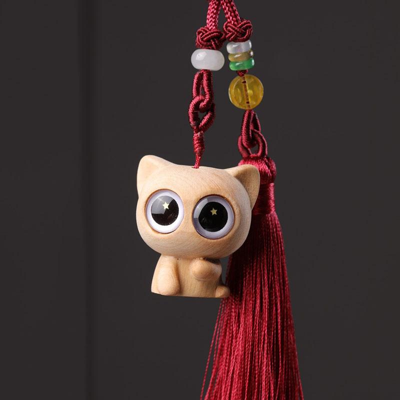 トウジャ かわいい 小動物 車 ペンダント 緑白檀 猫 携帯電話 バッグ ストラップ アクセサリー ワンポ..