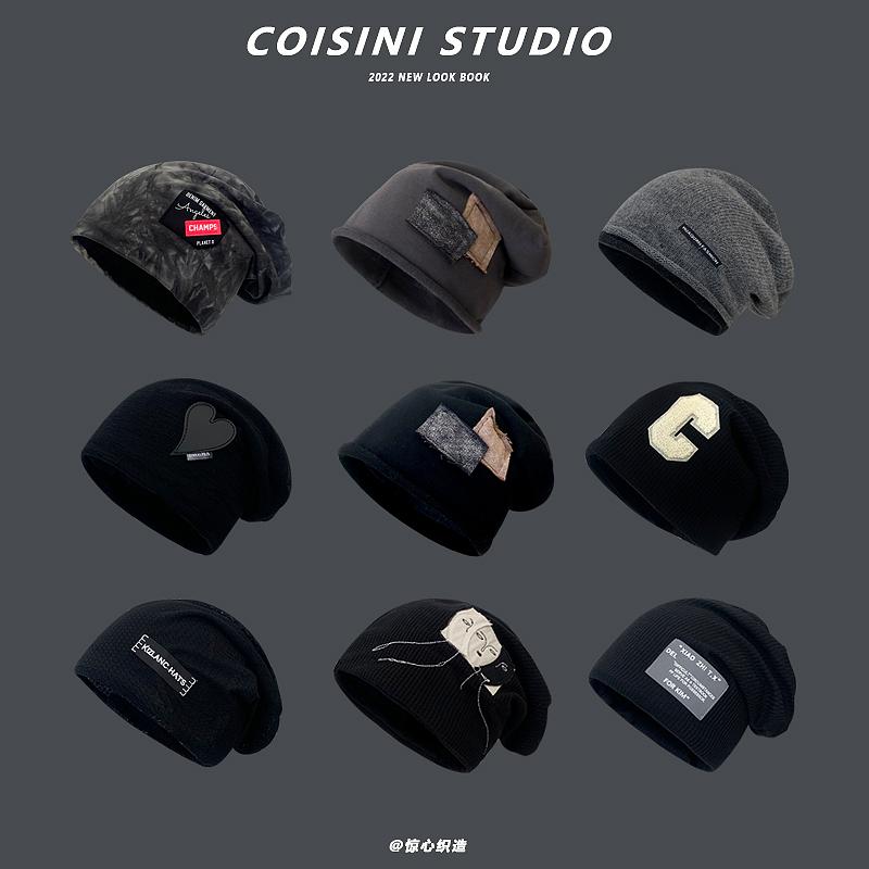 帽子 レトロ 文字 パッチ 帽子 レディース 秋 ストリート ハート 染め パイル 帽子 プルオーバー 防寒 ..