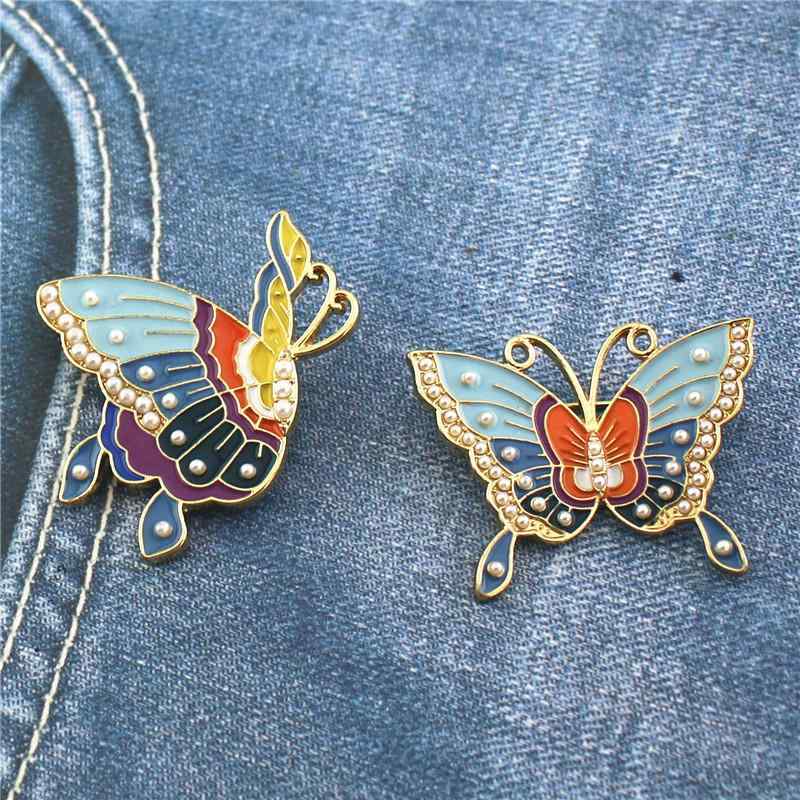 レディース ファッション アクセサリー オールシーズン 装飾 蝶 バタフライ レトロ 韓国 ブローチ ピン エナメル