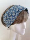 ブルー 刺繍 ストレッチ性 ヘッドバンド ヘア アクセサリー レディース ファッション 帽子 オールシーズン シンプル