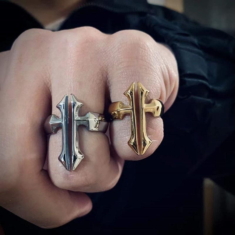 指輪 かっこいい クロス リング チタン鋼 パンク ユニセックス リング レトロ テール リング クール アクセサリー