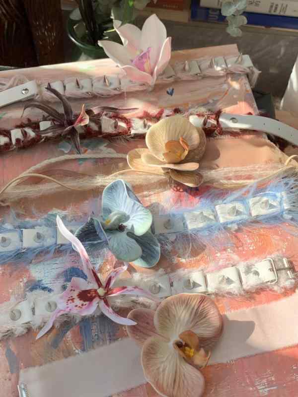 レディース おしゃれ 胡蝶蘭 チョーカー ウール ニット マルチ カラー ネックレス コレクション