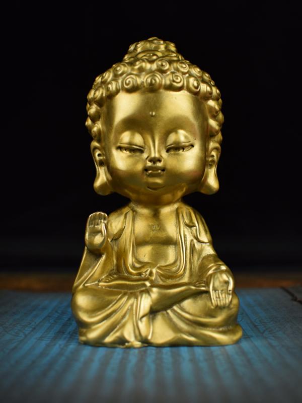 中国風 車内 ホーム インテリア 置き物 全真鍮 吉日 如来 カーセンターコンソール 装飾品 学習机 釈迦 聖者 ギフト