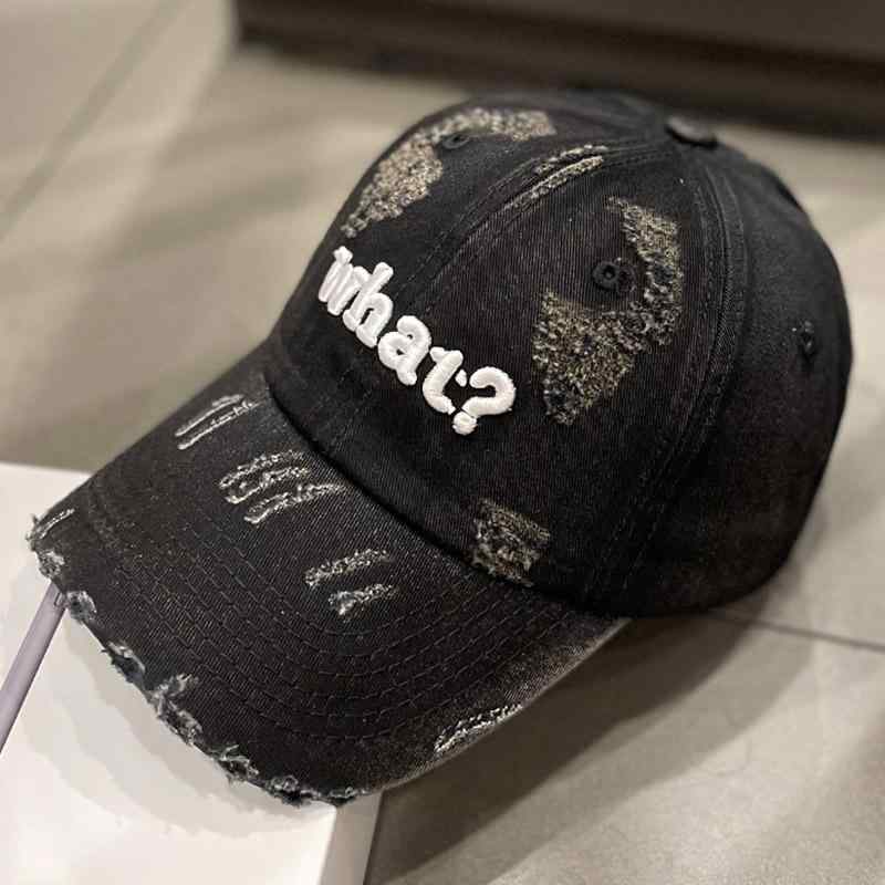 帽子 レディース レトロ 刺繍 野球帽 春秋 リップド デニム ストリート バイザー ピーク ハット