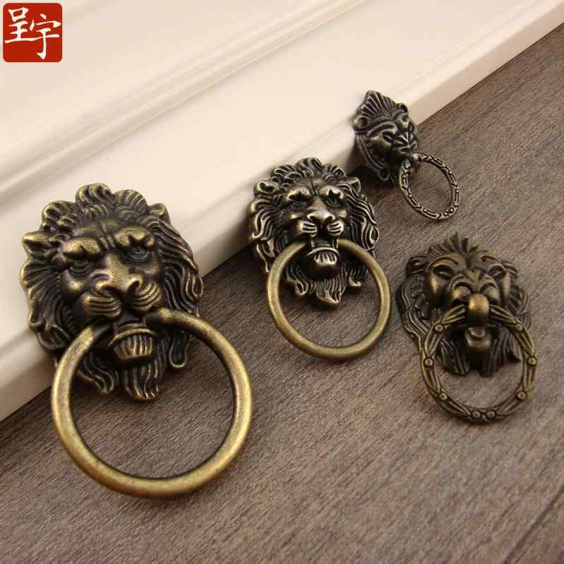 ライオン ヘッド 動物 引き出し 小さめ ハンドル アンティーク 亜鉛 合金 単穴 ハンドル ワードローブ ..