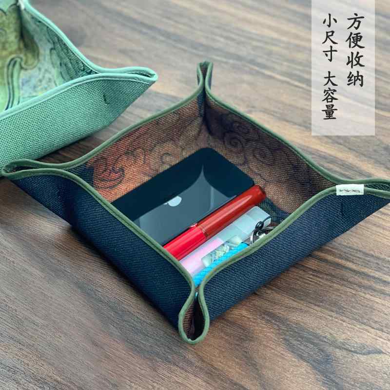 デスク 収納 バスケット 中華風 雑貨 小さめ 家庭 ボックス 小物入れ 収納ケース 折りたたみ可能 レトロ
