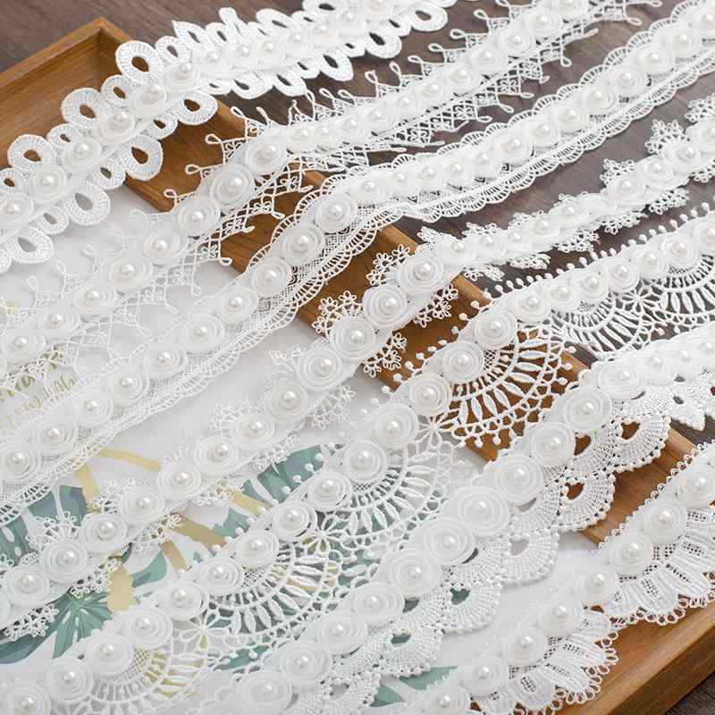 Other - 裁縫 DIY 手芸品 アクセサリー 材料 デコレーション 素材 シンプル ホワイト メッシュ エレガント ビーズ ロリータ 水溶性 装飾