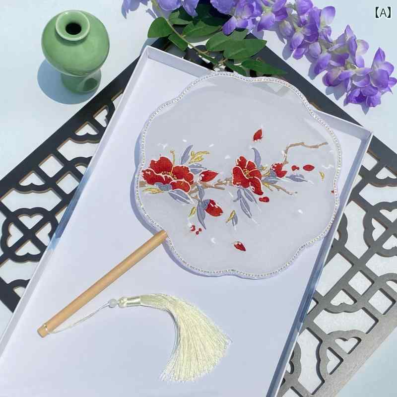 扇 うちわ ファン おしゃれ レトロ 中国風 刺繍 夏 チャイナ ダンス ラウンド レディース アクセサリー 小物 タッセル 上品