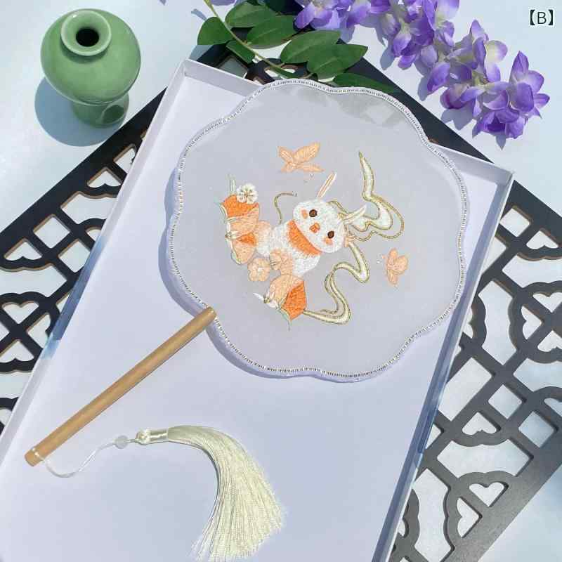 扇 うちわ ファン おしゃれ レトロ 中国風 刺繍 夏 チャイナ ダンス ラウンド レディース アクセサリー 小物 タッセル 上品