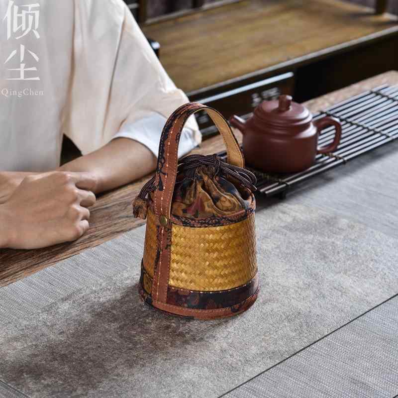 茶道具 カップ収納ボックス バスケット トレイ 食器入れ 竹籠 雑貨 小物 装飾品 配膳品 テーブルセンター アンティーク 道具 レトロ コレクション