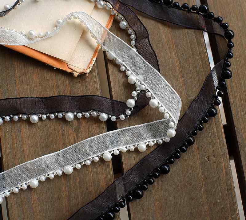 レース ビーズ パール ベルト バンド 花 モチーフ アクセサリー 素材 DIY 衣装 材料 ヘアアクセ 装飾 ..