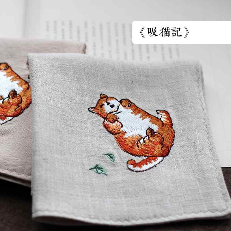 ハンカチ おしゃれ シンプル 猫 メンズ レディース かわいい メンズ レディース アンティーク 四角 スカーフ 刺繍 綿 プレゼント コットン スクエア 雑貨