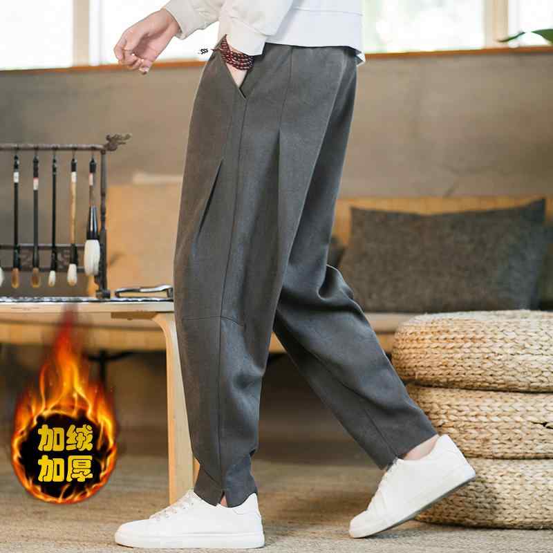 ゆったり パンツ メンズ ファッション パンツ ズボン レギンス ロング ストレート レトロ 厚手 チャイナ風 唐装 メンズ 漢服 カジュアル 冬