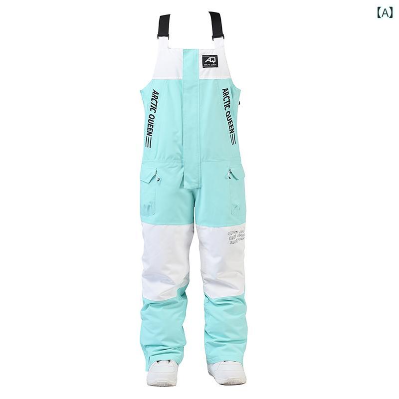セキュアデポのスノボー パンツ ウィンター品 スポーツウェア レディース メンズ スキー オーバーオール ワンピース スキー パンツ 冬 防風 防水 暖かい 厚手 サスペンダー ズボン ユニセックス｜アングル2