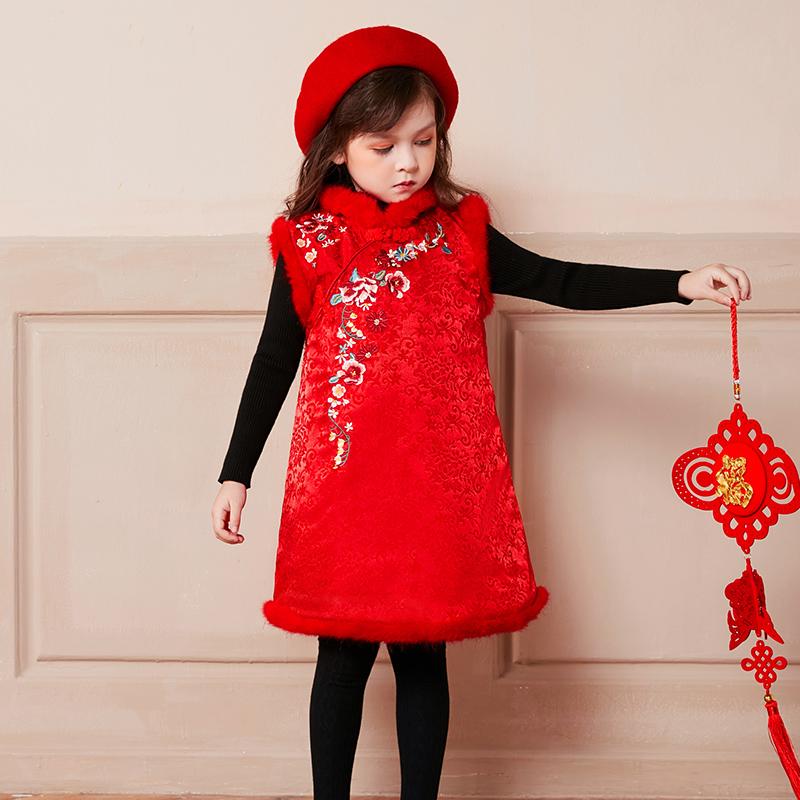 民族衣装 かわいい 女の子 子供服 キッズ オールシーズン プリンセス ファッション チャイナ風 スカート ドレス 冬 パフォーマンス 衣装