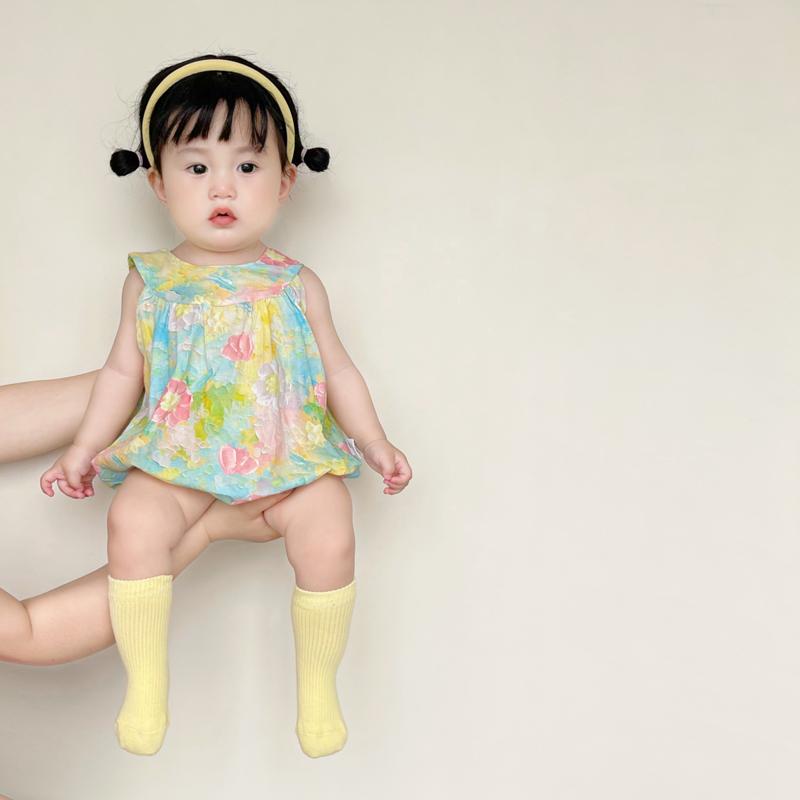 ベビー 服 夏服 スイート プリンセス 花柄 ジャンプ スーツ 女の子 赤ちゃん 夏 かわいい トライアング..