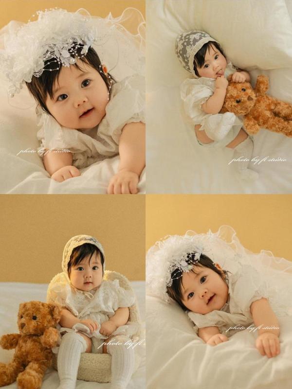 赤ちゃん ベビー ファッション 服 写真撮影 レトロ スタジオ 衣装 かわいい おしゃれ シンプル レース ..