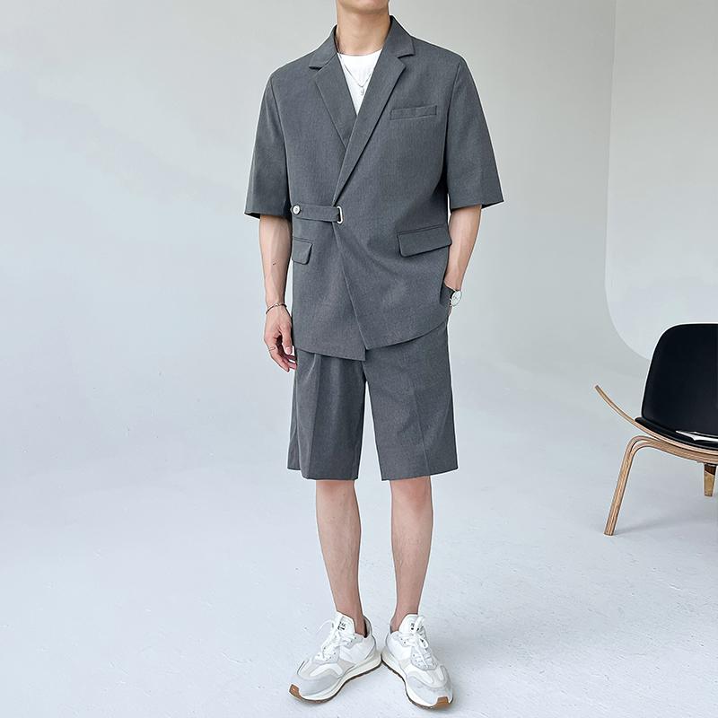 カジュアル スーツ 半袖 短パン メンズ 美容師 ファッション スーツ 豪華 半袖 スーツ ジャケット セット